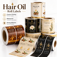 Étiquettes personnalisées pour flacons d'huile capillaire et pour le cuir chevelu, pour l'emballage de sérum nourrissant, autocollants cosmétiques noir et or avec instructions et code-barres