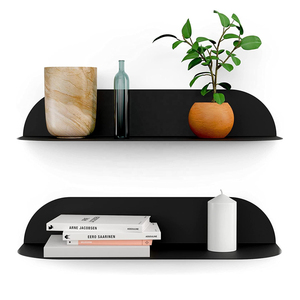 Estante de metal personalizado montado en la pared Estante de exhibición flotante de metal de acero inoxidable con revestimiento negro - Product Image 4