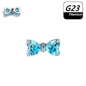 Pendientes de Zirconia 5A Gaby con Lazo, de <span class=keywords><strong>Titanio</strong></span> <span class=keywords><strong>Puro</strong></span>, <span class=keywords><strong>Piercing</strong></span> Labret para Labio con Rosca Interna, Joyería para Bodas - Product Image 4