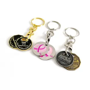 Custom Logo Canadian Loonie And Quarter Grocery Shopping Cart Token Keychain