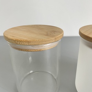 Porte-bougie en verre transparent givré de 9 oz (270 ml) pour la sublimation, avec couvercles en bambou pour impression par transfert thermique - Product Image 5