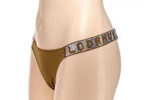 Hot Girl Color sólido Diamante Negro cintura baja G-line pantalón envuelto Sexy deporte baile algodón tangas ropa interior de mujer - Product Image 3