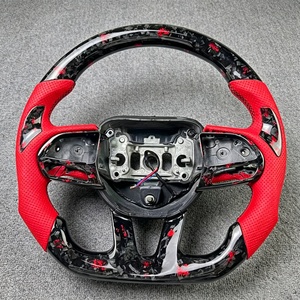 Volante de Cuero Rojo para Automóvil, Compatible con RTS <span class=keywords><strong>Dodge</strong></span> Charger SRT 2015 2016 2017 2018 2019 2020, Fibra de Carbono Personalizada - Product Image 3