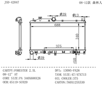 Pièces détachées et accessoires JD 42047 Radiateurs pour SUBARU FORESTER 2.5L 2008-2012 au numéro de pièce 45119-SC020 Radiateur automobile