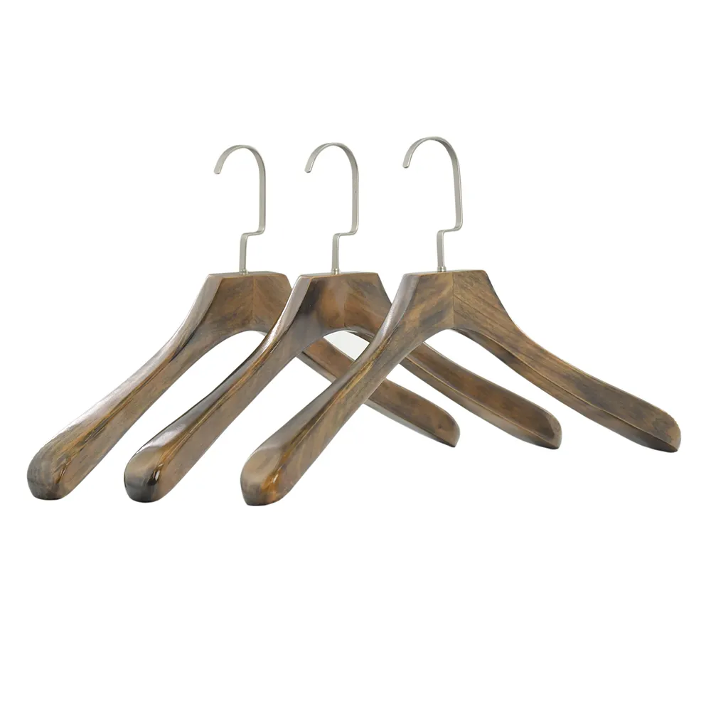 Custom High Quality Luxury Brand Wide Shoulder Wooden Coat Hanger for Suit