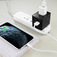 Adaptador de Viaje Universal 4 en 1 HHT-520 con 4 Puertos USB y Enchufes para Reino Unido/EE. UU./Australia/UE para Computadoras Suizas