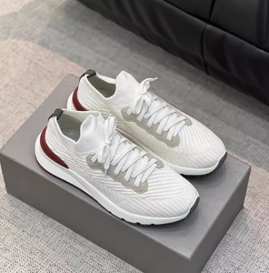 Chaussures décontractées pour hommes de marque de luxe européenne, respirantes, en maille tissée, confortables, en cuir, à lacets simples, pour le printemps et l'automne - Product Image 1