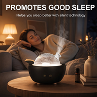 Diffuseur d'arômes ultrasonique électrique sans eau en verre noir, humidificateur télécommandé, fonctionnement silencieux, veilleuse en bois, 200 ml
