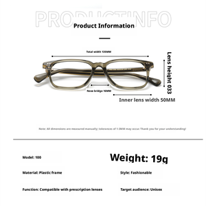Gafas de montura completa rectangulares NN-100, color sólido, anti-UV, monturas de corrección de visión, unisex, para adultos - Product Image 2