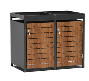 Set da 2 Box Portabidoni in Metallo da 240L con Fioriera per Esterni Coperchio per Bidone della <span class=keywords><strong>Spazzatura</strong></span> Armadietto per Rifiuti con Serratura per Giardino - Product Image 2