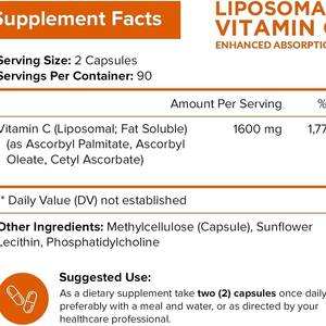 OEM ODM vitamine C liposomale 1600mg antioxydant haute absorption liposoluble acide ascorbique suppléments vitaminiques absorption améliorée - Product Image 6