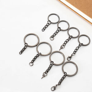 Anneau porte-clés fendu <span class=keywords><strong>de</strong></span> 25 mm avec chaîne, anneaux métalliques avec anneaux ouverts, broches à œil à vis, fermoir à homard pour porte-clés, pendentif, artisanat - Product Image 2