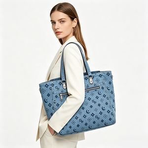 Bolso Tote de Lona y Mezclilla para Mujer con Logotipo Personalizado OEM, Bolso de Mano de Gran Capacidad, Diseño de Diseñador, para Uso Diario Informal - Product Image 1