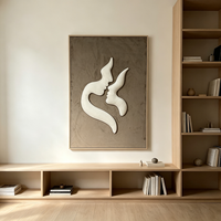 Art mural abstrait 3D luxueux de style décoratif moderne, fait main, avec cadre gris et base en MDF, idéal pour la décoration d'hôtels, de bureaux et de maisons.
