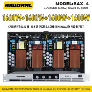 RAX-4 1600W 4 Kanalen Hoge Digitale Eindversterker Klasse D Versterker Schakelaar Hot Sell