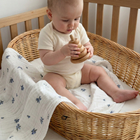 Couverture de voyage respirante en mousseline personnalisable avec logo, couverture douce pour enfants, couverture d'emmaillotage pour bébé en coton biologique, vente en gros