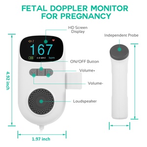 Monitor <span class=keywords><strong>Fetal</strong></span> <span class=keywords><strong>Doppler</strong></span> Digital Portátil de Bolsillo, 2.5MHz, Ultrasónico, Eléctrico, Instrumento para Medir la Frecuencia Cardíaca del Bebé - Product Image 3