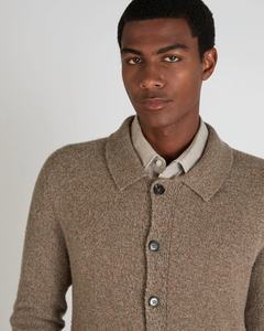 Maglione in <span class=keywords><strong>lana</strong></span> bollita da <span class=keywords><strong>uomo</strong></span> con colletto Cardigan con colletto e tasche marrone - Product Image 4