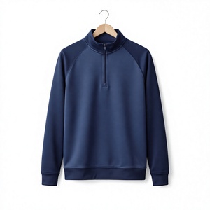 Pull à demi-zip pour homme en coton et polyester, doublé de polaire, avec poignets côtelés, de haute qualité - Product Image 4