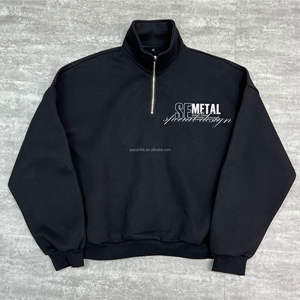 Ropa de calle Boxy Half Zip Polo Hoodie Unisex Heavyweight Quarter Zip sudadera logotipo personalizado algodón sudaderas de hombre de gran tamaño - Product Image 2