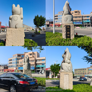 Taille personnalisée Décoration de <span class=keywords><strong>jardin</strong></span> japonais Grande sculpture <span class=keywords><strong>en</strong></span> <span class=keywords><strong>pierre</strong></span> de granit Sculpture Lucky Shiroi Maneki Neko Fortune Cat à vendre - Product Image 6