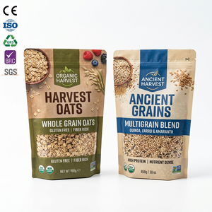Bolsa Ecológica Personalizada <span class=keywords><strong>de</strong></span> Primera Calidad con Cierre, Ventana y Acabado Mate para Envasado <span class=keywords><strong>de</strong></span> Cereales, Granola y Avena Orgánica - Product Image 1