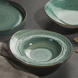 Porseleinen Borden Serviesgoed Rustiek Serviesgoed Keramische Spikkel Geglazuurde Schotelschaal <span class=keywords><strong>Set</strong></span> Restaurant Serviesgoed Voor Hotel - Product Image 5