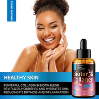 Complément alimentaire pour cheveux à base de biotine et de collagène naturels OEM, 15000 mcg, gouttes de biotine et de collagène, vitamine
