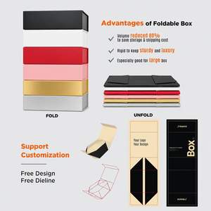 Kotak kertas hadiah emas dapat dilipat kustom untuk kosmetik bahan daur ulang penutupan magnetik laminasi Matt & Embossing - Product Image 3