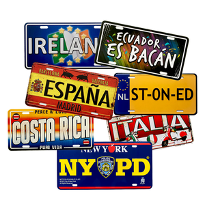 Design personnalisé Espagne Vélo Plaque d'immatriculation de voiture USA Souvenir européen Plaque d'immatriculation en métal Plaque d'immatriculation de voiture Vente en gros - Product Image 3