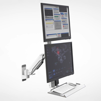 Plateau de clavier industriel T8-GAKB-SPB avec 2 écrans Support de lecteur USB pour lecteur de codes à barres Station de travail personnalisable OEM