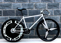 Vélo de route à pignon fixe en acier à haute teneur en carbone, roues intégrées à trois rayons de 26 pouces, pneus gonflables solides, pour adulte, course urbaine, frein à disque