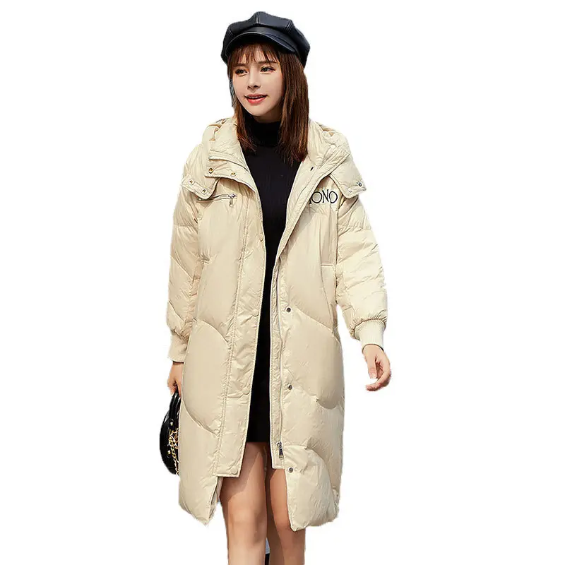 한국어 여성 접이식 긴 오리 다운 재킷 섹스 Uzun Palto 여성 겨울 긴 코트