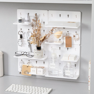 No-drill wall-mounted storage <b>shelf</b> for college student dormitories and bedrooms, Nordic minimalist wall-mounted <b>plastic</b> - Product Image 1