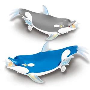 批发音乐发光电池供电婴儿动物塑料海豚玩具