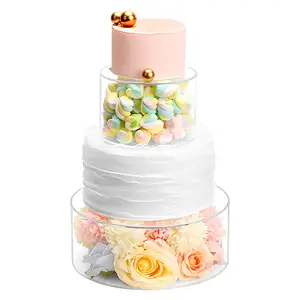 Transparente Acryl Kuchen Separator Stand Riser füllbare runde Dessert Display Rack Box für Hochzeit Geburtstags feier dekorativ