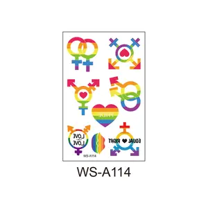 Adesivi per tatuaggi temporanei Gay love gradient color face Pride adesivi per tatuaggi arcobaleno