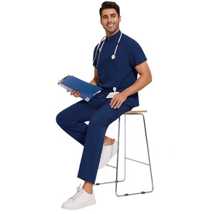Uniformes Médicos para <span class=keywords><strong>Hombre</strong></span> Conjunto de Ropa de Trabajo para Hospital Enfermería Salón de Belleza y Clínica Dental con Pantalón Recto y LOGO Personalizado - Product Image 2