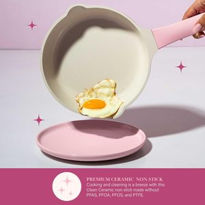 Hiện Đại Phong Cách Mới Màu Hồng không dính Cookware Set Die-cast kim loại thép không gỉ Kính nhôm gas cảm ứng bền vững sử dụng thực phẩm - Product Image 4