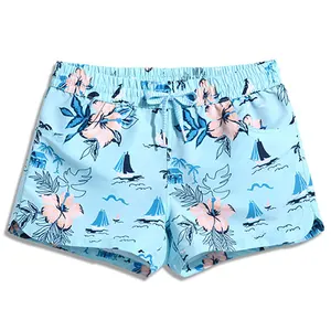 Pantalones cortos con estampado elástico de 4 vías para hombre y mujer, traje de baño personalizado para Surf y playa