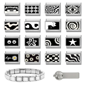 Bracelet modulaire italien multifonctionnel en acier inoxydable, style étoile à cinq branches, fait main, électroplaqué - Product Image 1