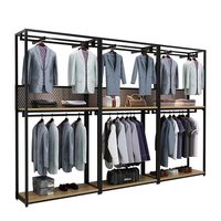 Rak Pakaian Display Toko, Gantungan Baju Lantai, Toko Fashion Pria, Besi Tempa Modern Minimalis UT220, Rak Adjustable