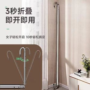 Retractable Clothes Drying Rack Double Bar Hook Type Stainless Steel Hanging Mobile For Balcony Drying Quilts - Product Image 4