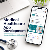 Logiciel de développement d'applications mobiles pour le secteur de la santé, solution d'application médicale personnalisée, réservation de patients, support en télémédecine, stock disponible