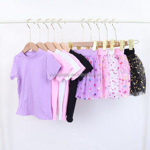 Completo Due Pezzi per Bambine: T-Shirt a Maniche Corte e Gonna <span class=keywords><strong>in</strong></span> <span class=keywords><strong>Tulle</strong></span> Stampata, Abbigliamento Casual da Principessa di Alta Qualità Personalizzabile - Product Image 1