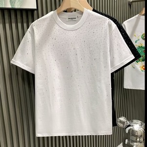 T-Shirt Oversize Personalizzata con Logo in Strass, Stile Hip Hop <span class=keywords><strong>Vintage</strong></span>, <span class=keywords><strong>Abbigliamento</strong></span> Maschile con Ricamo e Lavorazione all'Uncinetto - Product Image 4