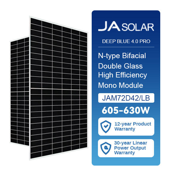 New Stock JA Bifacial Solar Panel Dual Glass n Type 630W 635W 640W 650W ...