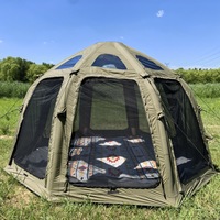 Tente gonflable de luxe 16 m² avec 6 fenêtres panoramiques en TPU et ouverture pour cheminée, idéale pour le glamping, le camping et les centres de villégiature