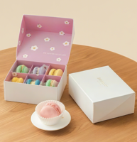 Benutzer definierte Food Candy Paper Box für Macarons Chocolate Luxury Cute Geschenk boxen und Papiertüte Cake Candy Boxes