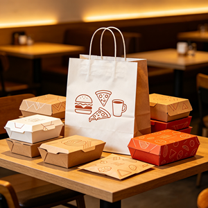 Sacs d'emballage alimentaire personnalisés en papier kraft écologique, recyclables et réutilisables pour pizzas et poulet frit, avec corde en coton, vente en gros - Product Image 3